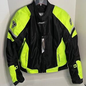 Pilot Men's Large High Visibility Black & Neon Yellow Motorcycle Jacket NWT